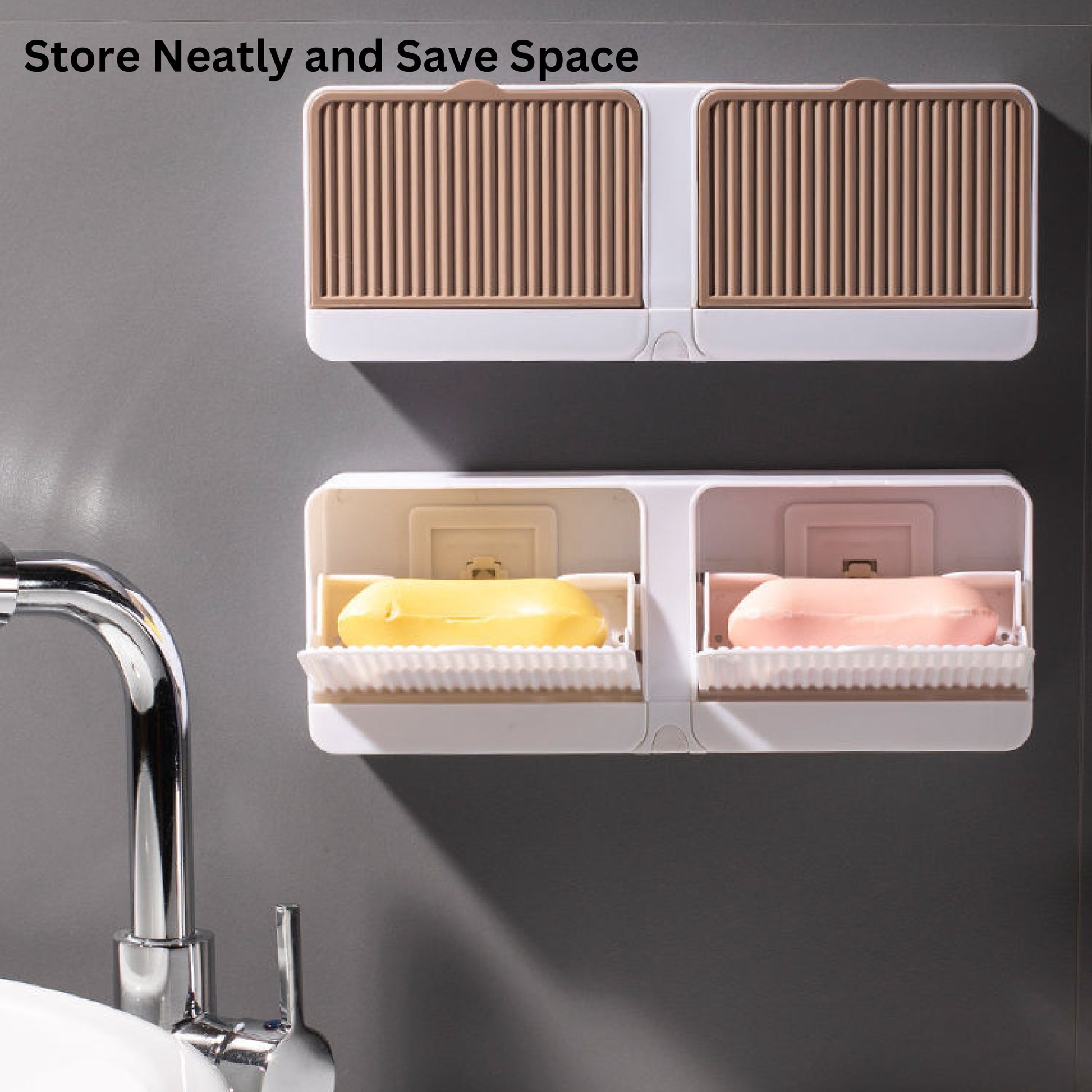 Wall-Mounted Double Bar Soap Box/Case With Lid - Unipiq